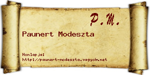 Paunert Modeszta névjegykártya